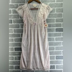 Vintage Monique Pale Pink Lace Trim Sheer. nightgown Size Large‎ NWT